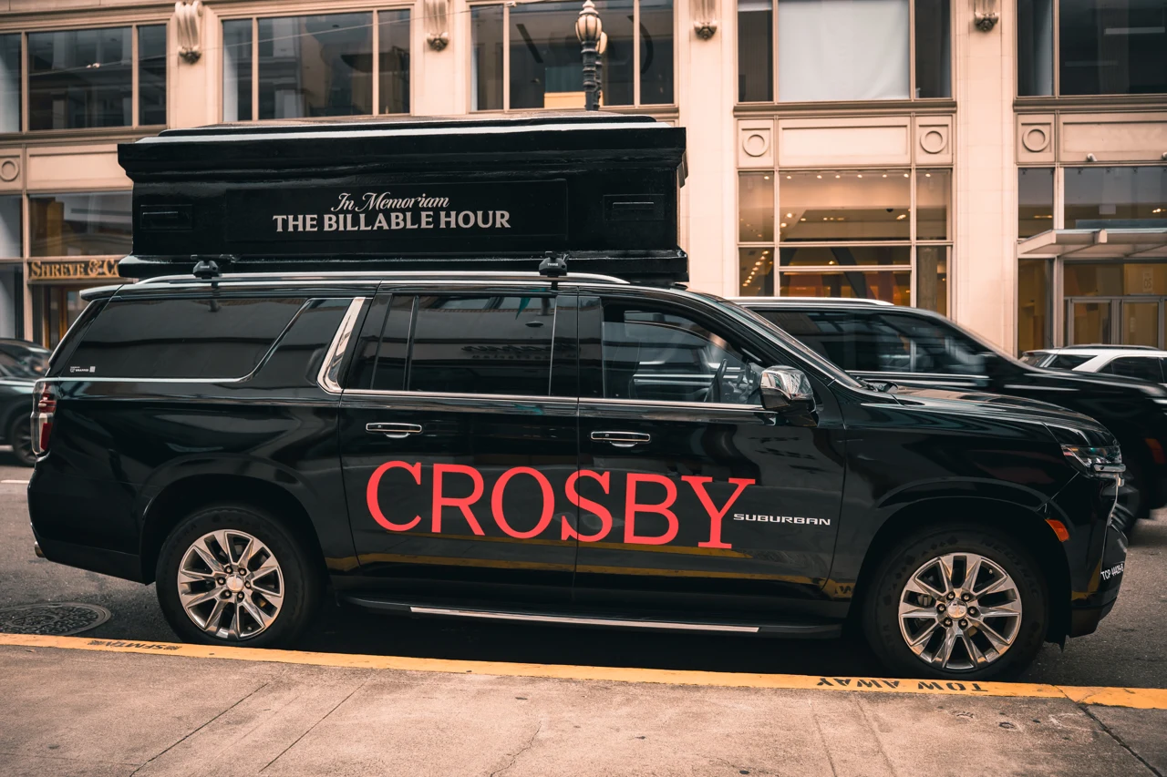 Crosby SUV carrying the custom rooftop casket